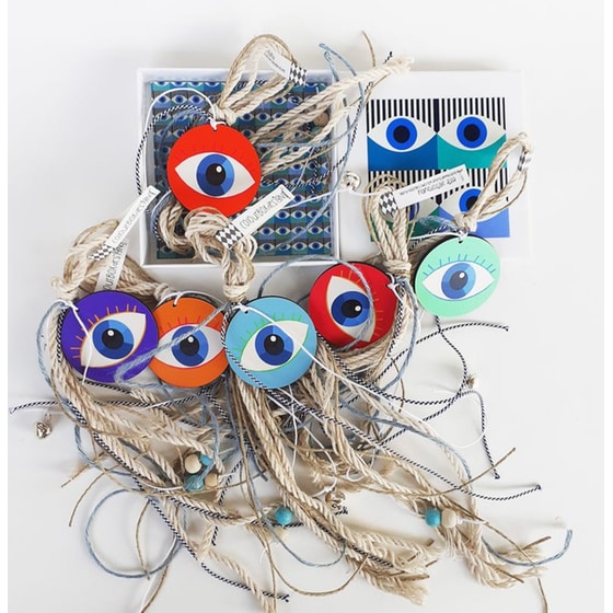 Διακοσμητικό Colourbox Designs Ξύλινο Μάτια 11x11x3 cm - Πολύχρωμο image 0