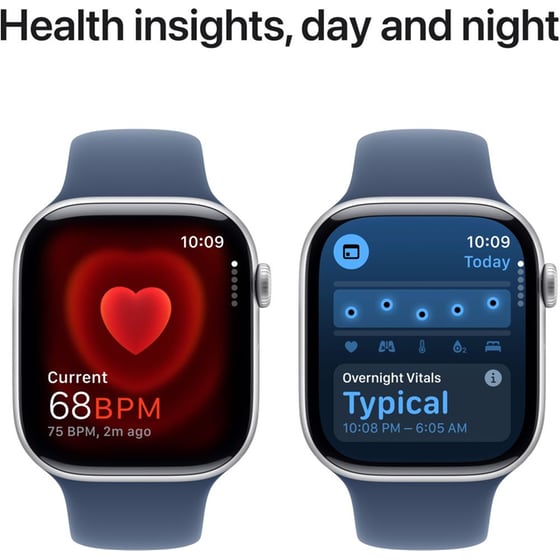 Apple Watch Series 10 GPS + Cellular 42mm Silver Aluminum Case with Denim Sport Band - S/M image 3
