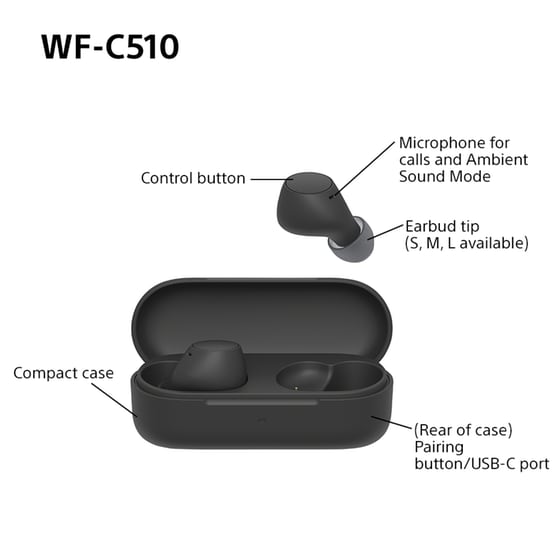 Ακουστικά Bluetooth Sony WF-C510 Truly Wireless Earbuds - Μαύρα image 7
