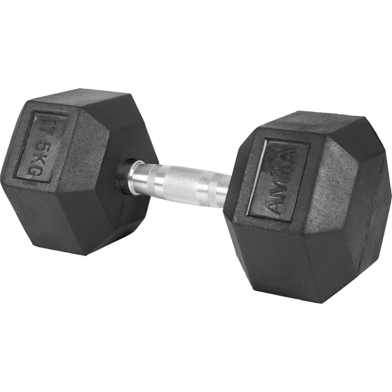 Βαράκι Εξάγωνο 17.5kg Amila Rubber Cover Class A 84542 από Χυτοσίδηρο - Μαύρο image 2