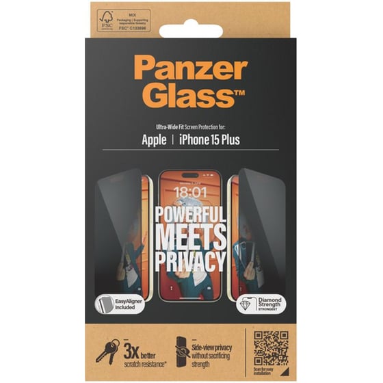 Προστατευτικό οθόνης Apple iPhone 15 Plus - PanzerGlass Privacy Screen Protector Ultra-Wide Fit with EasyAligner image 2