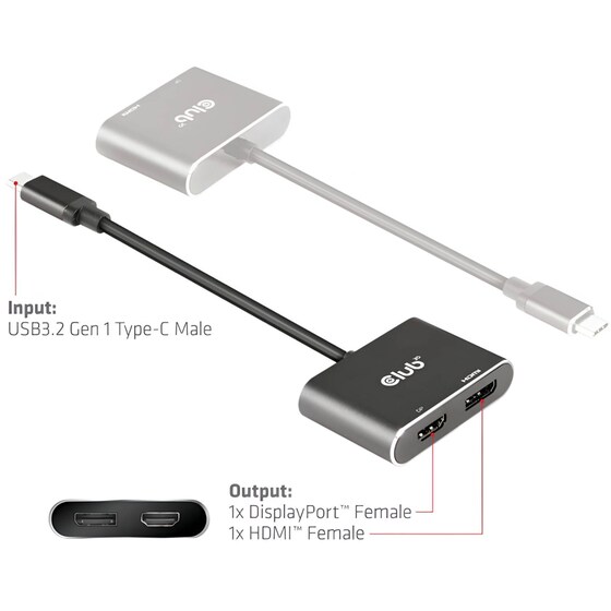 Docking Station Club3D CSV-1552 2-Port USB 3.2 συμβατό με USB-C image 3