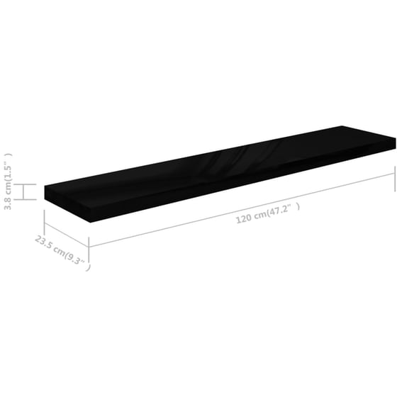 Ράφια Τοίχου VidaXL από Κυψελωτό MDF 120x23.5 cm 4 Τμχ - Μαύρο image 7