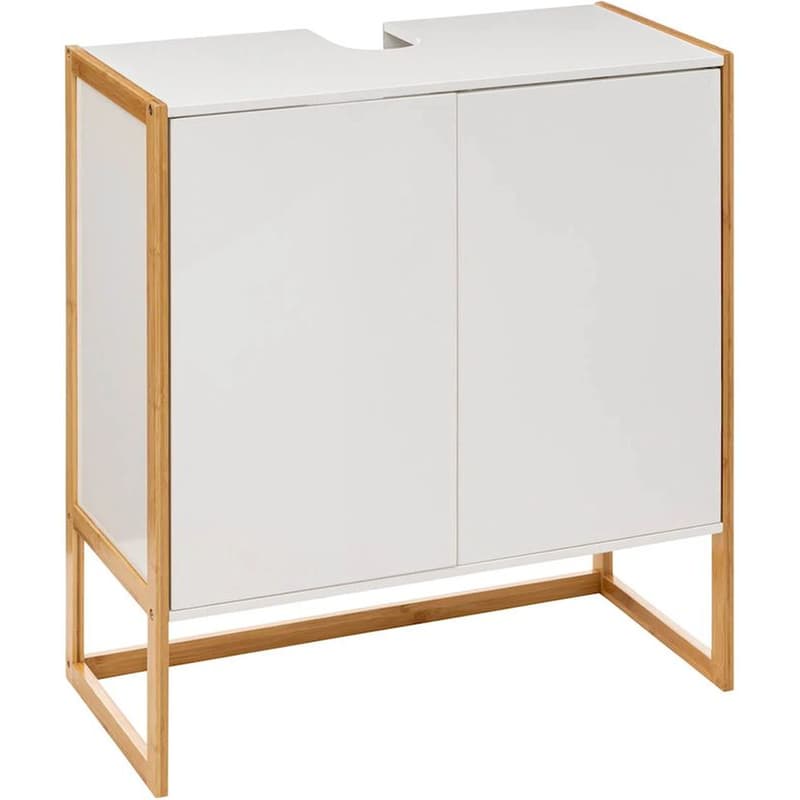 SPITISHOP Ντουλάπι Μπάνιου Νιπτήρα Spitishop F-v Natureo White 174889a από Bamboo/MDF 70x33x80cm - Λευκό/Χρυσό