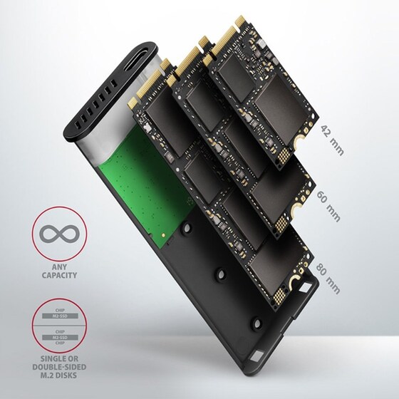 AXAGON EEM2-SBC USB-C 3.2 Gen 2 Θήκη για M.2 SATA SSD 30-80mm Αλουμινίου image 4