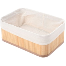 Διακοσμητικό Καλάθι Estia από Μπαμπού 30x20x12 cm - Μπεζ/Λευκό