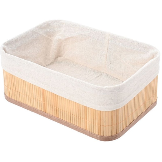Διακοσμητικό Καλάθι Estia από Μπαμπού 30x20x12 cm - Μπεζ/Λευκό image 0