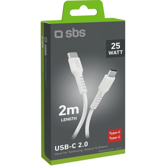Καλώδιο δεδομένων SBS Data Cable USB-C σε USB-C 25W 2m - White image 1