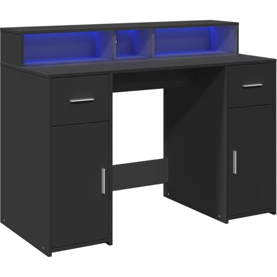 Γραφείο VidaXL με LED από Επεξεργασμένο Ξύλο 120x55x91 cm - Μαύρο image 3