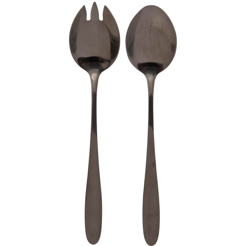 SPITISHOP Κουτάλες Σαλάτας Spitishop Ανοξείδωτα 2Τμχ - Καφέ