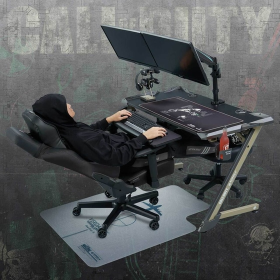 Γραφείο Gaming Eureka Ergonomic από Carbon Fiber 112x63.5cm - Μαύρο image 2