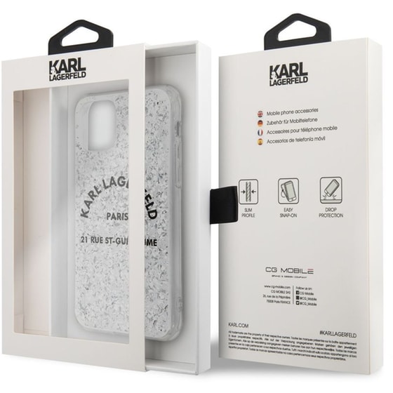 Θήκη Apple iPhone 11 Pro Max - Karl Lagerfeld St. Guillaume Logo Collection Glitter Flakes Cover - Silver image 2