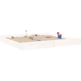VidaXL Αμμοδόχος με Καθίσματα Τετράγωνη 200x200x20cm Ξύλινη - Λευκό