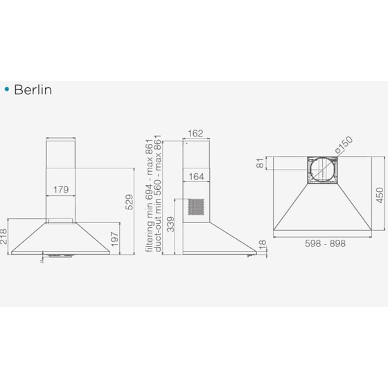 ELICA BERLIN CR/A/60 60 cm Μπεζ Καμινάδα - Τζάκι Απορροφητήρας image 2