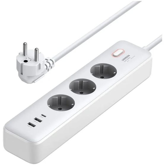 Πολύπριζο Ασφαλείας Ugreen CD286 3 θέσεων, USB-C, 2x USB-A 2m - Λευκό image 0