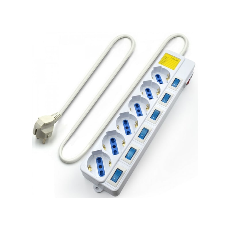Πολύπριζο Ασφαλείας Ewent EW3932 6 Θέσεων 1.5m - Λευκό