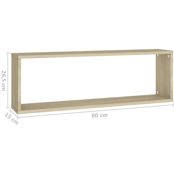 Ράφια Τοίχου VidaXL Κύβοι από Μοριοσανίδα 80x15x26.5cm 2 Τμχ - Μπεζ/Δρυς image 9