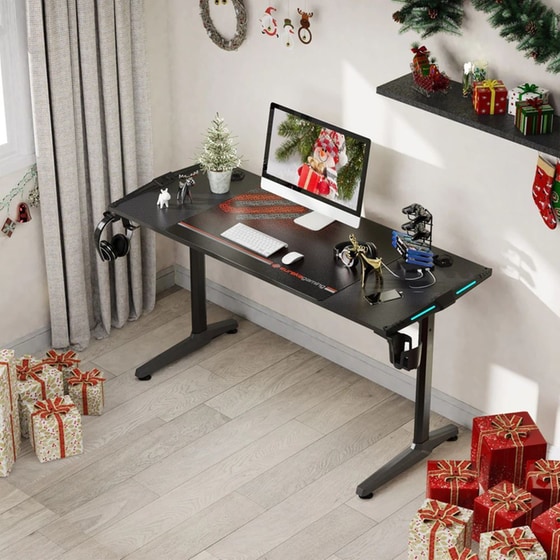 Γραφείο Gaming Eureka Ergonomic ERK-GIP-55B-V1 από Carbon Fiber 148.2x60cm  - Μαύρο image 5