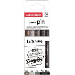 Μαρκαδόρος Σχεδίου Uni Lettering Deep Black 0.8mm (5 Τεμάχια)