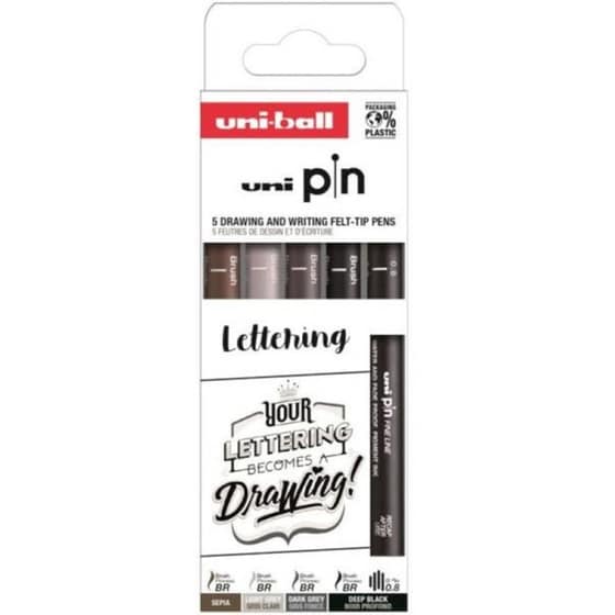 Μαρκαδόρος Σχεδίου Uni Lettering Deep Black 0.8mm (5 Τεμάχια) image 0
