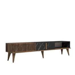 Έπιπλο Τηλεόρασης Pavia από Μοριοσανίδα 180x35x40cm - Καρυδί/Μαύρο