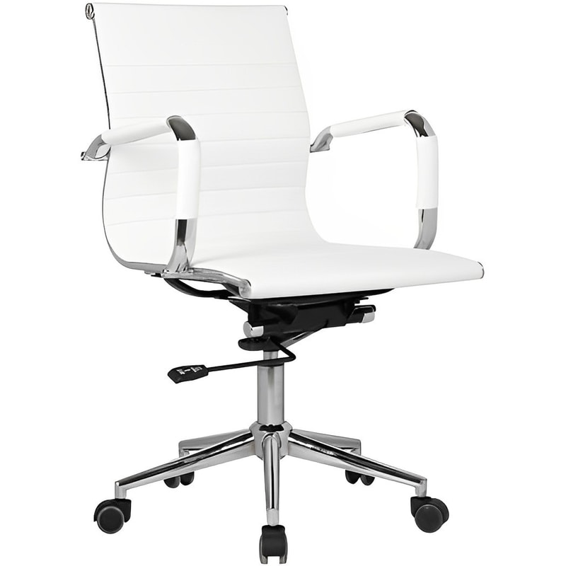 WOODWELL Καρέκλα Γραφείου Woodwell BF3301 από Τεχνητό Δέρμα - Λευκό