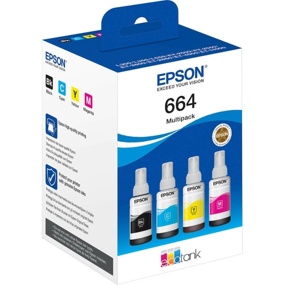Epson 664 Κυανό / Ματζέντα / Κίτρινο / Μαύρο Πακέτο 4 Μελανιών Εκτυπωτή C13T66464A image 1