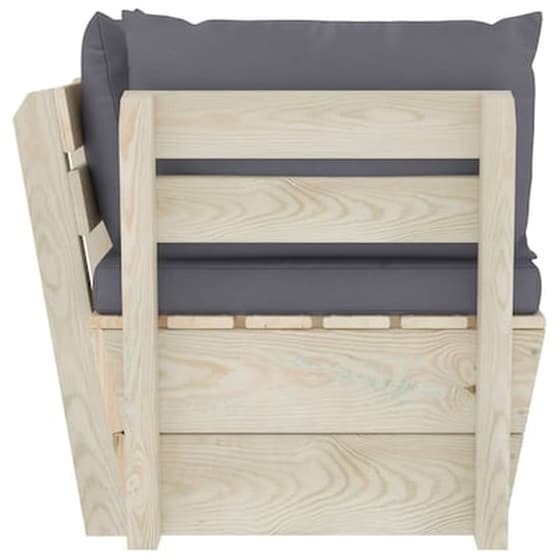 Καναπές Κήπου Γωνιακός VidaXL από Εμποτισμένο Ξύλο Ερυθρελάτης 60x60x65 cm - Ανθρακί image 3