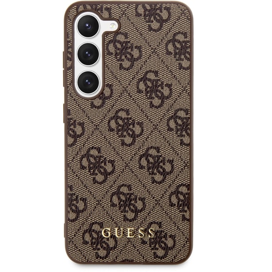 Θήκη Samsung Galaxy S23 S911 - Guess 4g Metal Gold Logo Collection Saffiano - Καφέ image 0