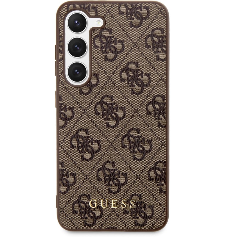 GUESS Θήκη Samsung Galaxy S23 S911 - Guess 4g Metal Gold Logo Collection Saffiano - Καφέ