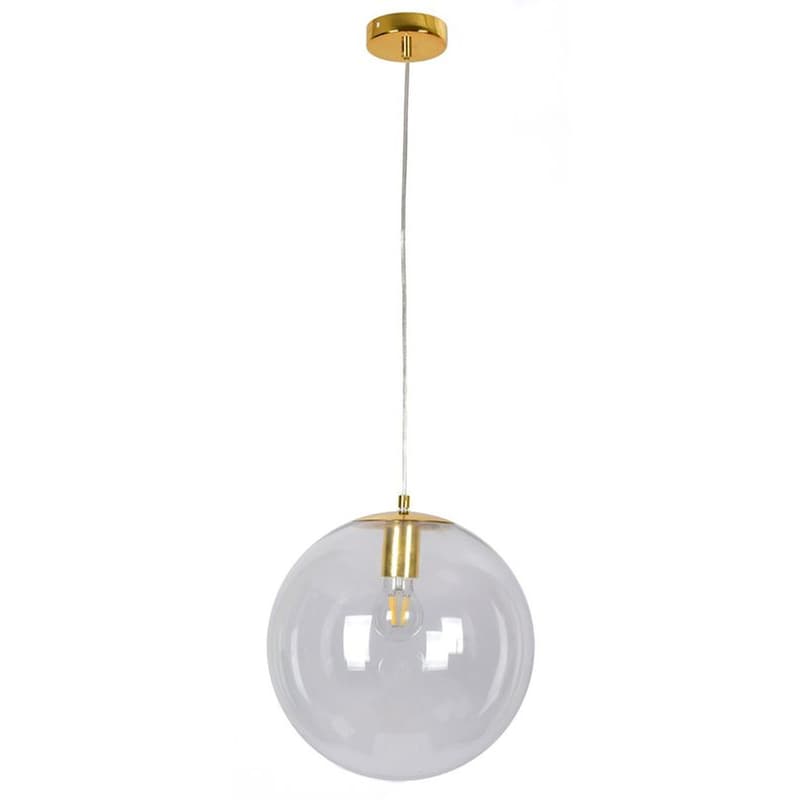 Φωτιστικό Οροφής Μονόφωτο Homelighting Globe από Γυαλί 30x30x30-120 cm - Διάφανο/Χρυσό HOMELIGHTING