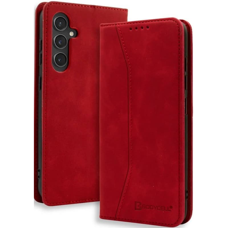 BODYCELL Θήκη Samsung Galaxy S24 Fe - Bodycell Book Case Πορτοφόλι - Red (5206015079566)