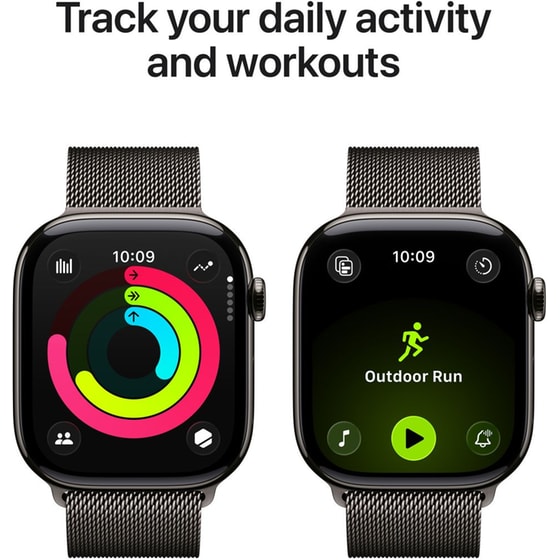 Apple Watch Series 11 GPS + Cellular 42mm Slate Titanium Case with Slate Milanese Loop image 3