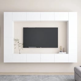 Έπιπλα Τηλεόρασης Vidaxl Μοριοσανίδα 8 Τμχ 100x30x30 cm  - Λευκό