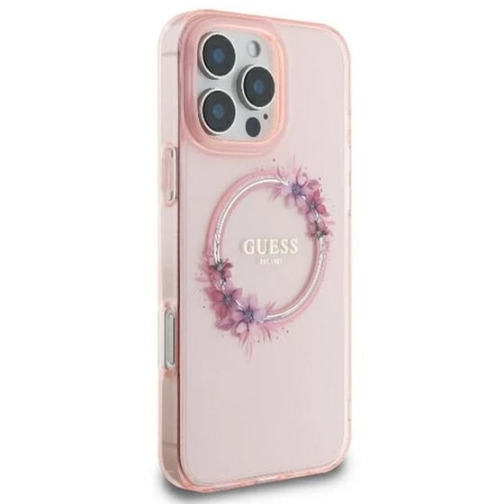 Θήκη Apple iphone 16 Pro - Guess Iml Flowers Wreath - Ροζ image 3