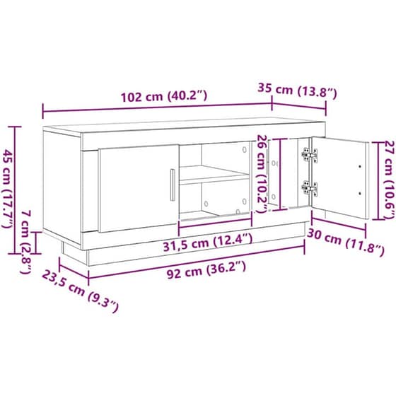 Έπιπλο Τηλεόρασης VidaXL 102 x 35 x 45 cm - Μαύρη Οξιά image 10