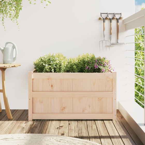 Ζαρντινιέρα VidaXL από Μασίφ Ξύλο Πεύκου 90x50cm - Μπεζ image 10