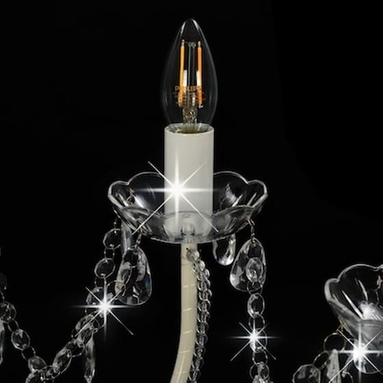 Vidaxl Πολυέλαιος Με Χάντρες Λευκός Με 12 Ντουί Ε14 image 5