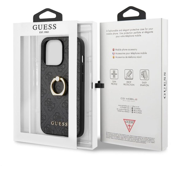 Θήκη Apple iPhone 13 Pro - Guess 4g Logo Ring Collection Hard Case PU Leather - Μαύρo image 3