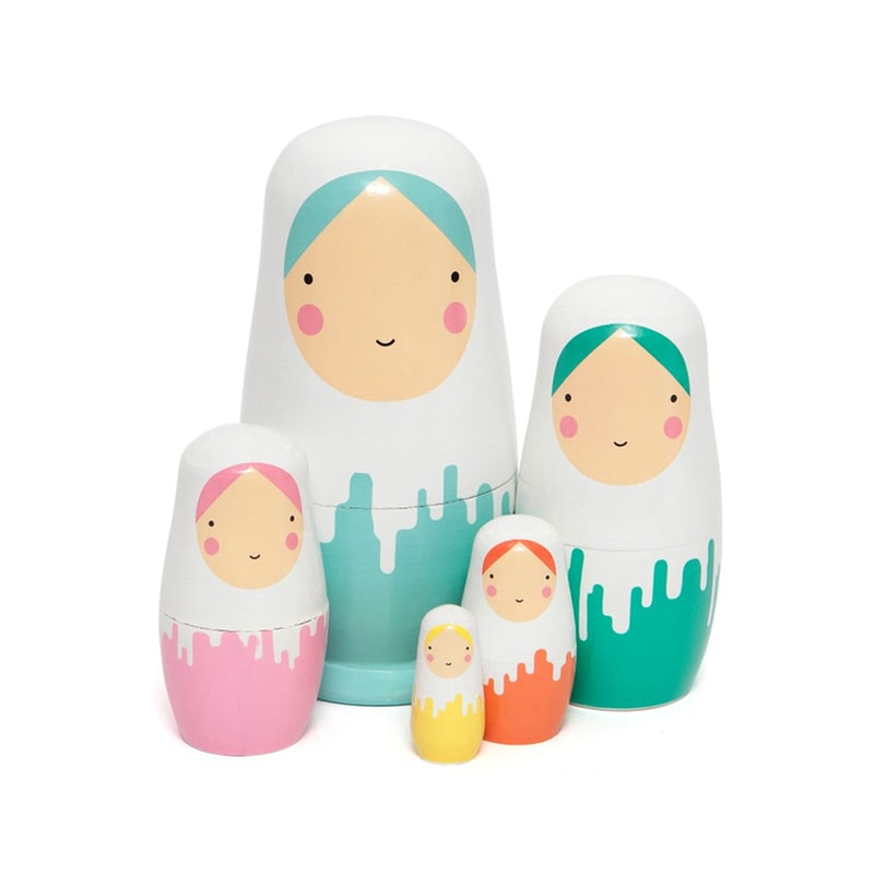 PETIT MONKEY Ξύλινο Παιχνίδι Μπαμπούσκες (σετ 5τμχ) Petit Monkey Dripped Dolls