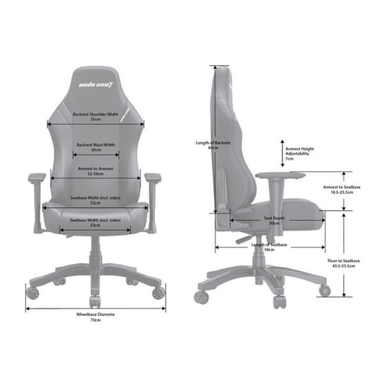 Καρέκλα Gaming Anda Seat Luna Υφασμάτινη - Μαύρη image 4