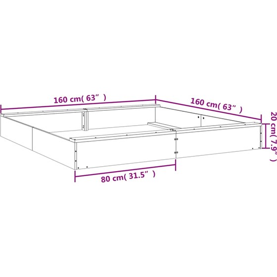 VidaXL Αμμοδόχος με Καθίσματα Τετράγωνη 160x160x20cm Ξύλινη - Γκρι image 8