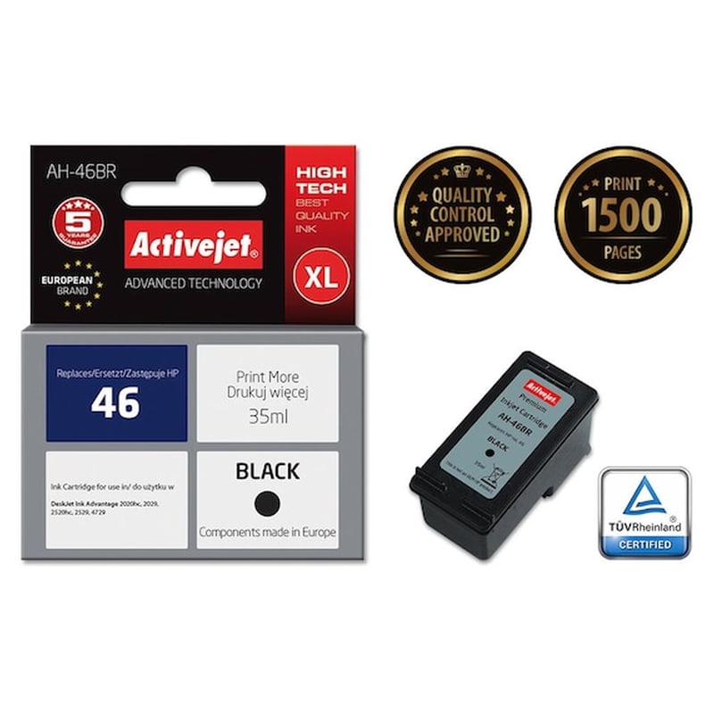 Συμβατό HP 46 Μαύρο Μελάνι Εκτυπωτή Cz637aa