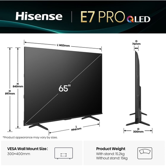 Hisense QLED 65" 4K Smart Τηλεόραση 65E7Q PRO image 2
