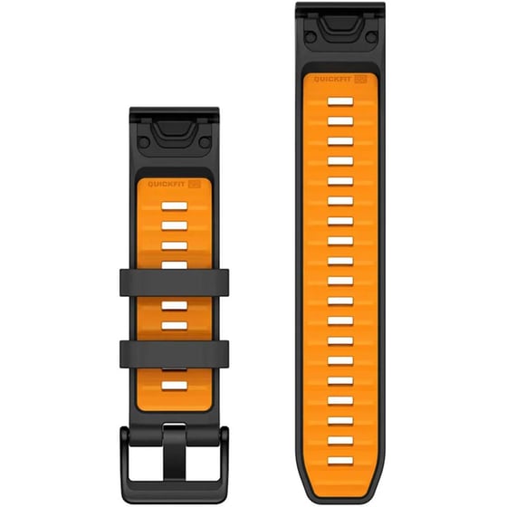 Λουράκι Garmin QuickFit 22 Silicone Band για Garmin QuickFit 22mm - Graphite with Spark Orange image 1
