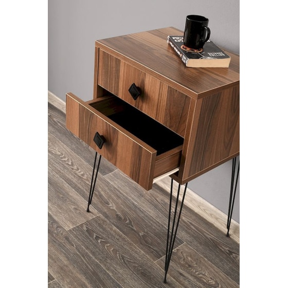 Κομοδίνο 24Mall Luna από Μοριοσανίδα 45x35x70 cm - Καφέ/Μαύρο image 1