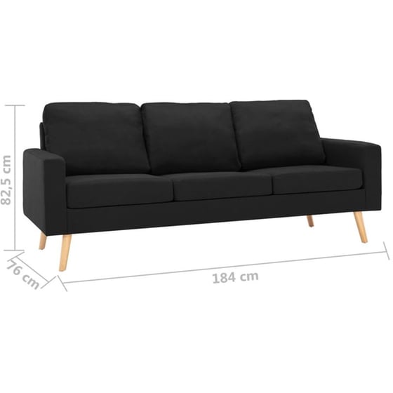 Τριθέσιος Καναπές Vidaxl 184x76cm - Μαύρος image 6