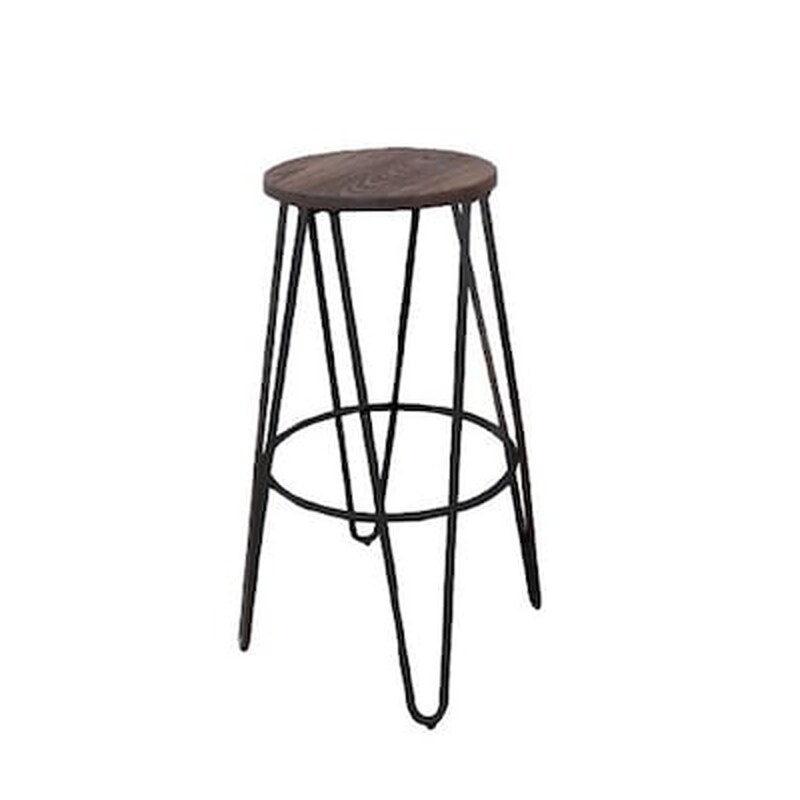 WOODWELL Σκαμπό Μπαρ Woodwell Μεταλλικό 76cm - Dark Oak