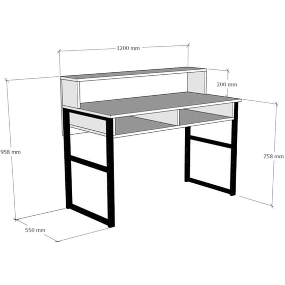 Γραφείo Μελέτης 24Mall Brescia από Μοριοσανίδα 120x55x95.8 cm - Μπεζ/Μαύρο image 3