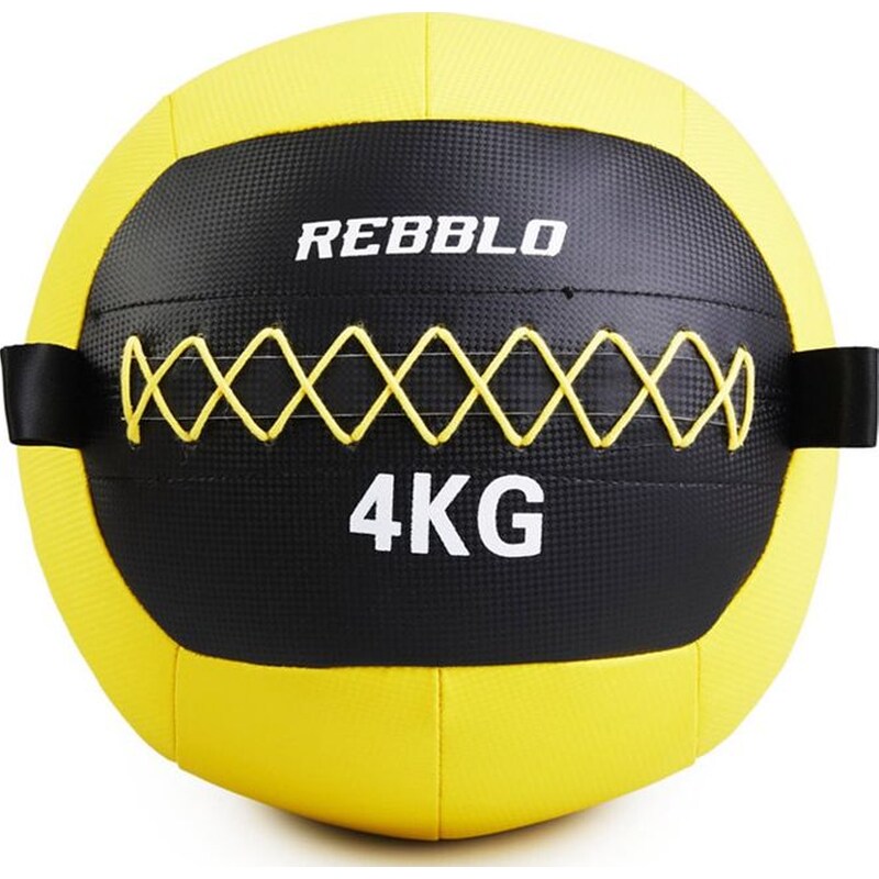 REBBLO Μπάλα Wall Rebblo Κατάλληλη για Ενδυνάμωση 4 kg 32 cm από Πλαστικό και Δέρμα - Κίτρινο